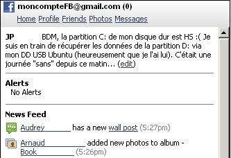 Capture d'écran - Digsby, compte Facebook Capture d'écran - Digsby, compte Facebook