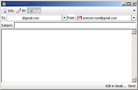 Capture d'écran - Digsby, rédaction d'un courriel Gmail