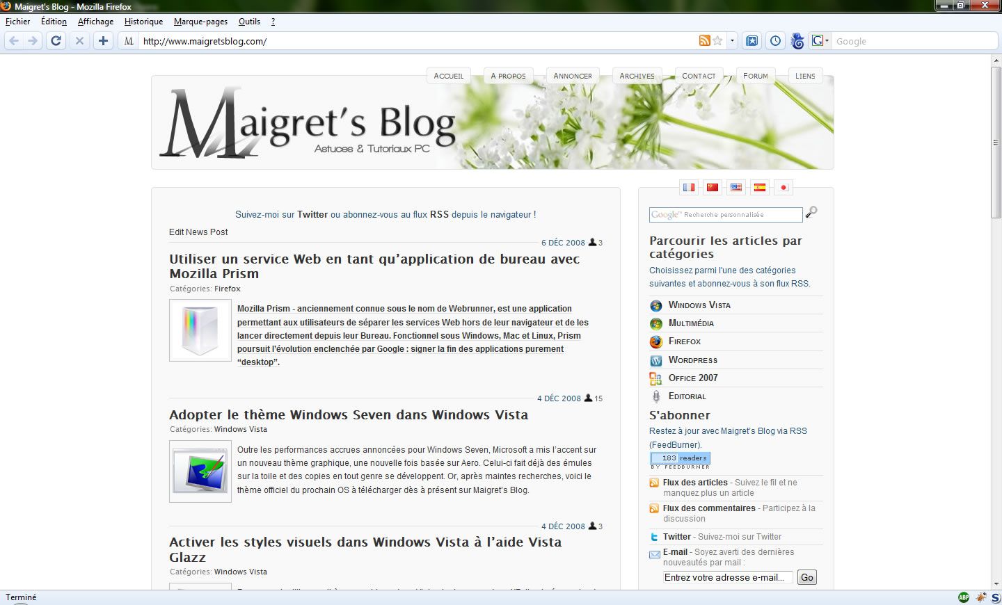 Capture décran - Thème Chromifox dans Firefox 3 Capture d'écran - Thème Chromifox dans Firefox 3