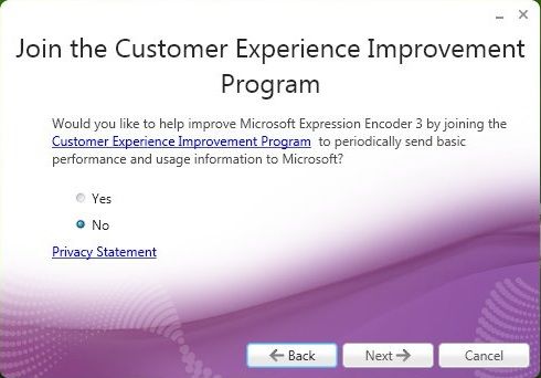 Capture décran - Installation de Microsoft Expression Encoder, programme damélioration du logiciel Capture décran - Installation de Microsoft Expression Encoder, programme damélioration du logiciel