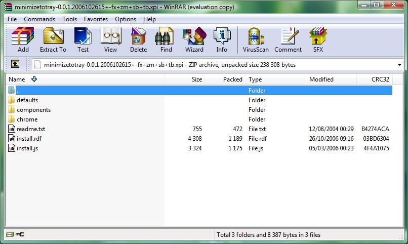 Capture d'écran - Ouverture dune extension avec WinRAR Capture d'écran - Ouverture d'une extension avec WinRAR