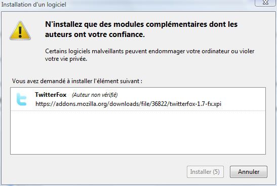 Capture d'écran - Firefox 3, message d'avertissement Capture d'écran - Firefox 3, message d'avertissement