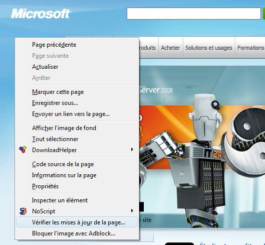 Capture décran - Choix du site Microsoft France pour effectuer un suivi Capture décran - Choix du site Microsoft France pour effectuer un suivi