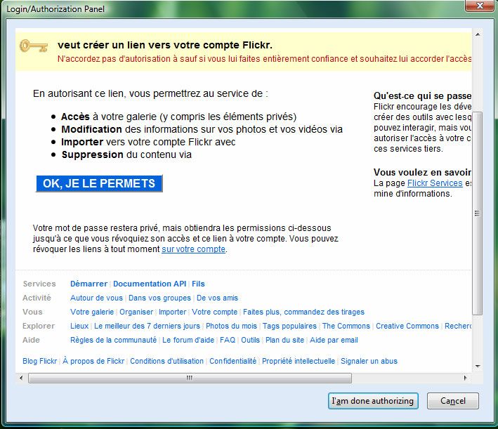 Capture décran - Accoder lautorisation à Flickr Capture décran - Accoder lautorisation à Flickr