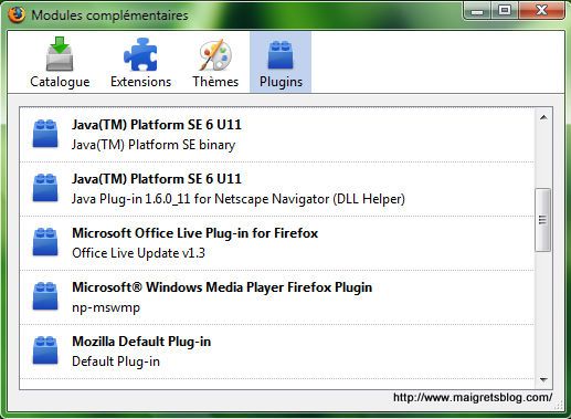 Capture décran - Gestion des plugins dans Firefox Capture décran - Gestion des plugins dans Firefox