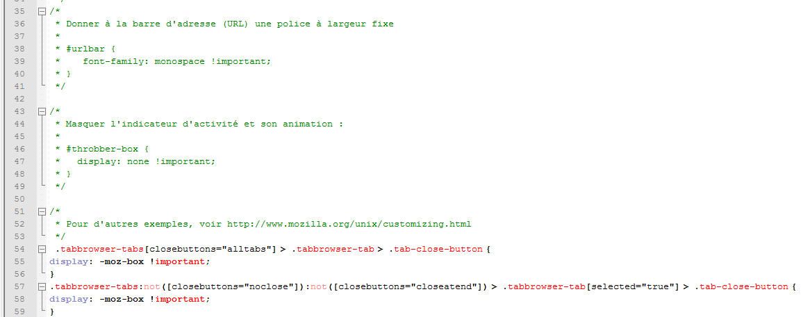Capture décran - Notepad++, édition du fichier userChrome.css Capture décran - Notepad++, édition du fichier userChrome.css