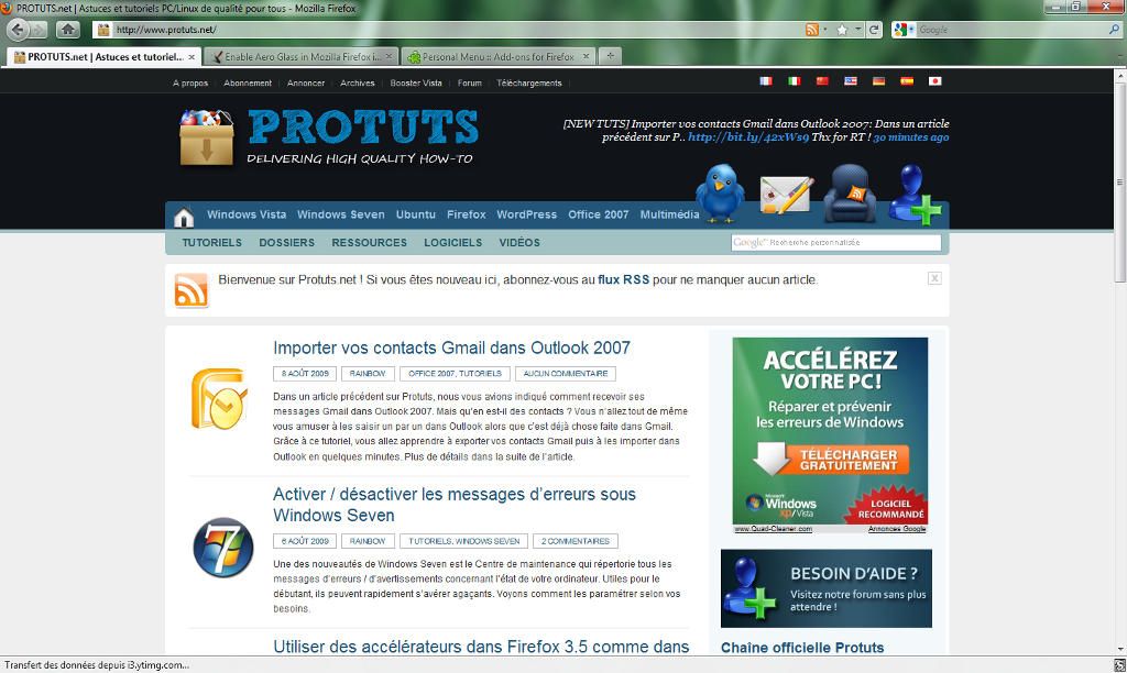 Capture d'écran - Mozilla Firefox, thème Strata 4.0