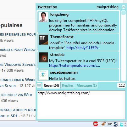 Capture décran - TwitterFox en action ! Capture décran - TwitterFox en action !