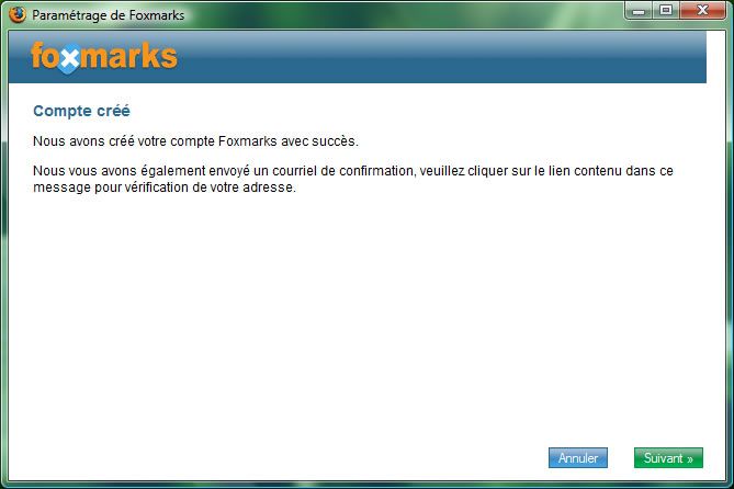 Capture d'écran - Assistant d'installation Foxmarks Capture d'écran - Assistant d'installation Foxmarks
