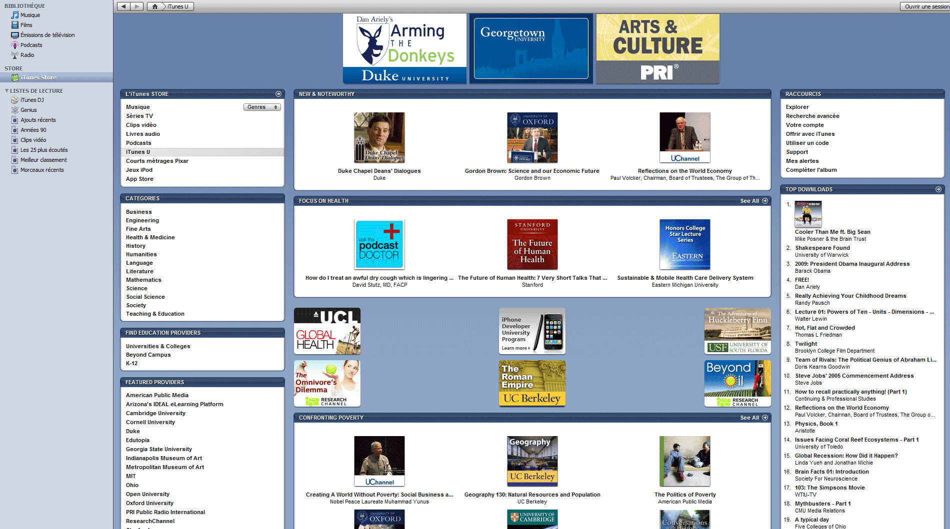 Page daccueil iTunes U Page daccueil iTunes U