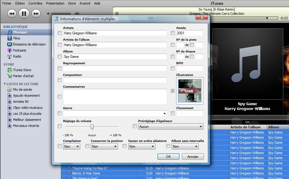Capture d'écran - Copie de jaquette dans iTunes Capture d'écran - Copie de jaquette dans iTunes
