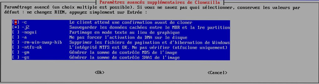 Capture décran - Choix des paramètres avancés Capture décran - Choix des paramètres avancés