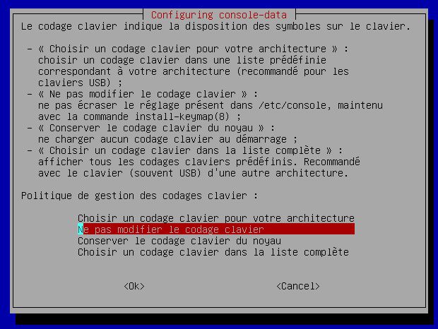 Capture décran - Choix du codage clavier Capture décran - Choix du codage clavier