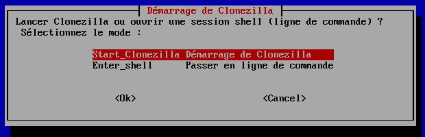 Capture d'écran - Ouverture de session Clonezilla Capture d'écran - Ouverture de session Clonezilla