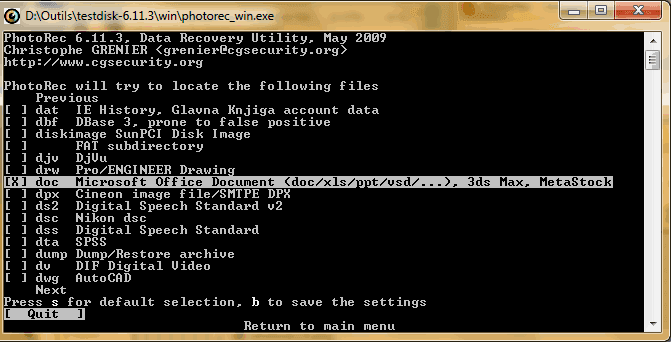 Capture décran - PhotoRec, recherche des fichiers Microsoft Office Capture décran - PhotoRec, recherche des fichiers Microsoft Office