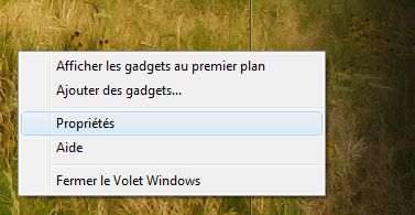 Menu contextuel du volet Windows Menu contextuel du volet Windows