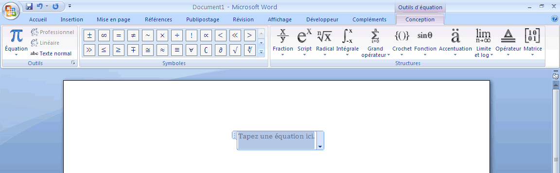 Module Equations de Word 2007 Module Equations de Word 2007