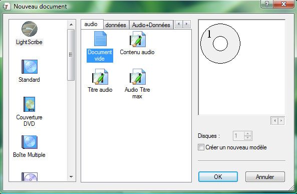 Capture d'écran - Nero CoverDesigner, création d'une nouvelle étiquette LightScribe Capture d'écran - Nero CoverDesigner, création d'une nouvelle étiquette LightScribe
