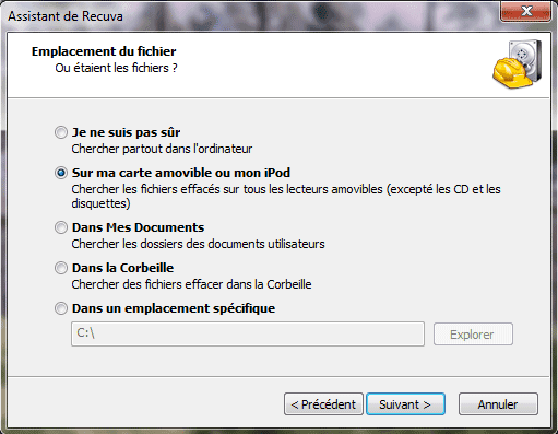 Capture d'écran - Recuva, processus de restauration Capture d'écran - Recuva, processus de restauration