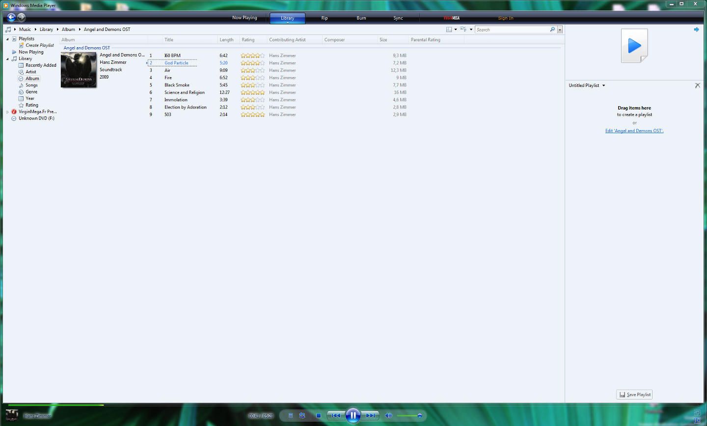 Capture décran - Windows Media Player 11 sous Seven Capture décran - Windows Media Player 11 sous Seven