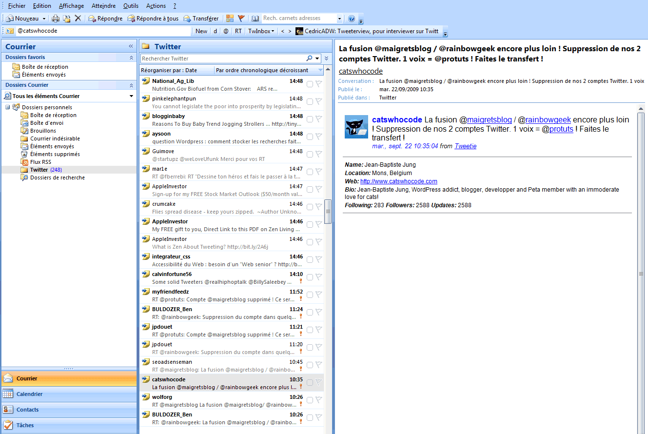 Capture décran - Affichage de la timeline dans Outlook 2007 Capture décran - Affichage de la timeline dans Outlook 2007
