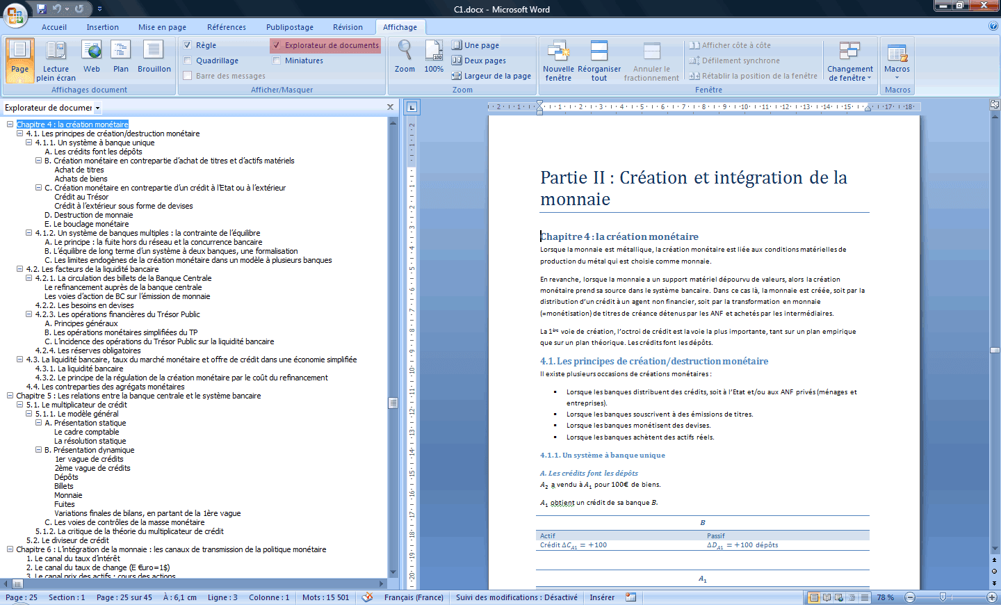 Plan détaillé ou explorateur de documents Plan détaillé ou explorateur de documents