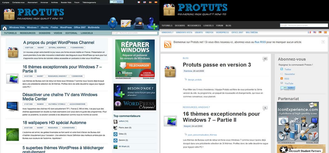 Capture décran - Comparaison entre la v2 et la v3 de Protuts Capture décran - Comparaison entre la v2 et la v3 de Protuts