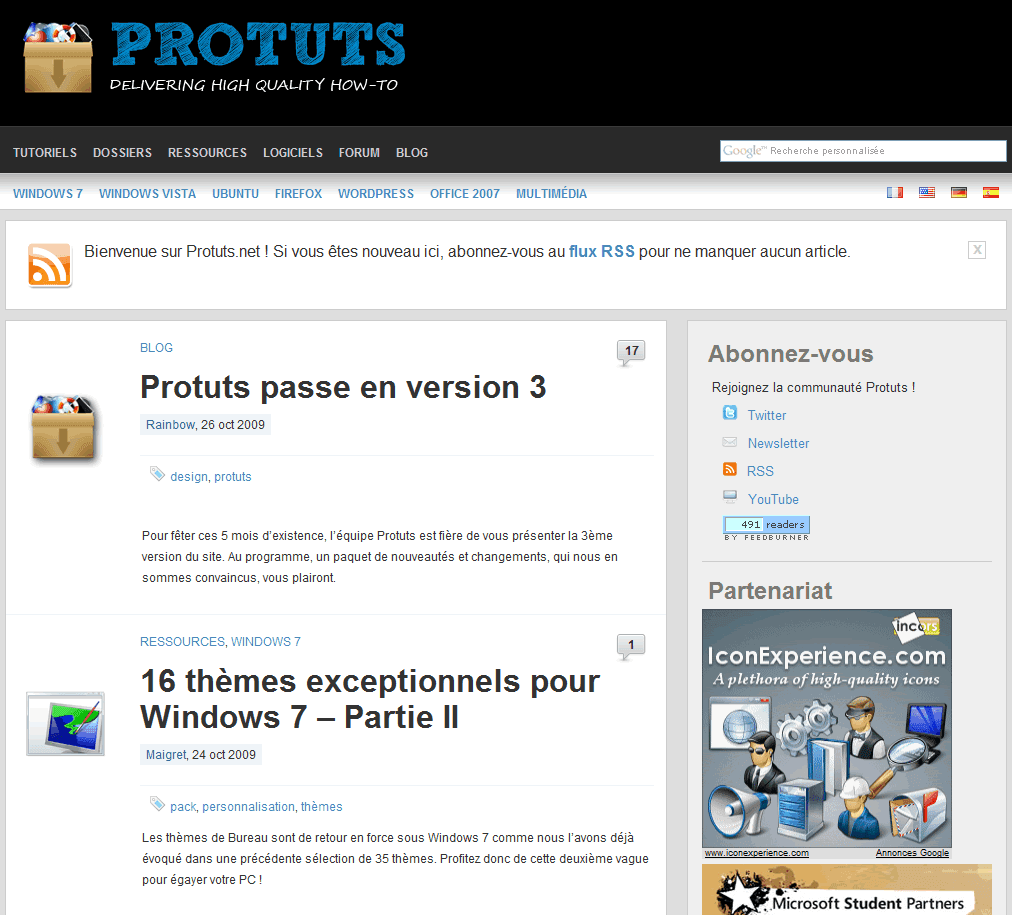 Capture décran - Nouveau design du site Protuts Capture décran - Nouveau design du site Protuts
