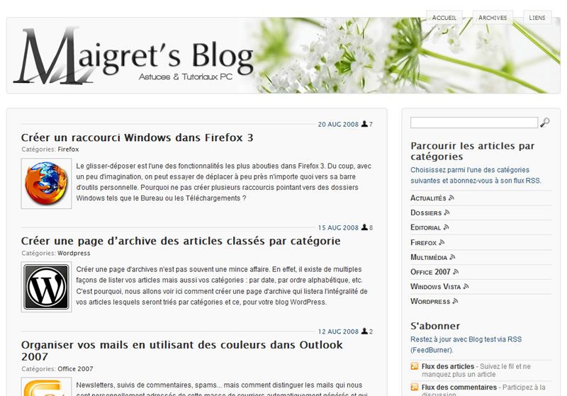 Capture d'écran - Aperçu du thème Purity