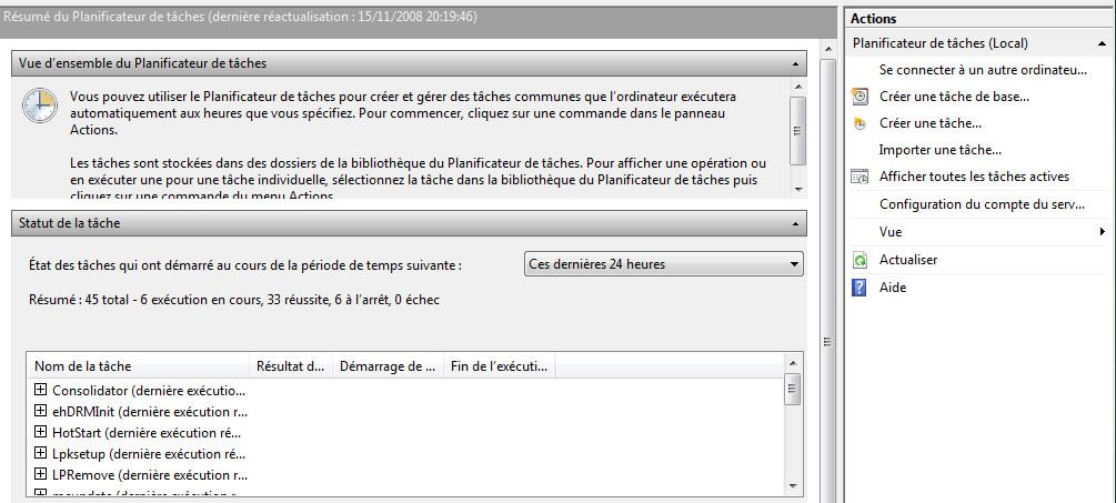 Capture d'écran - Planificateur de tâches Capture d'écran - Planificateur de tâches
