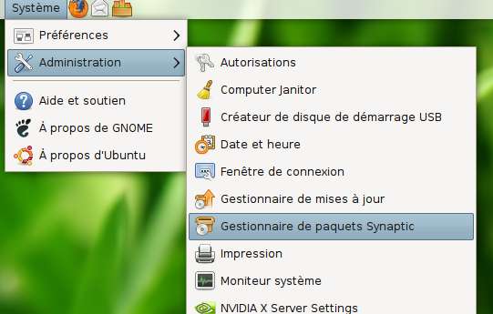 Capture décran - Lancement du module Synaptic Capture décran - Lancement du module Synaptic