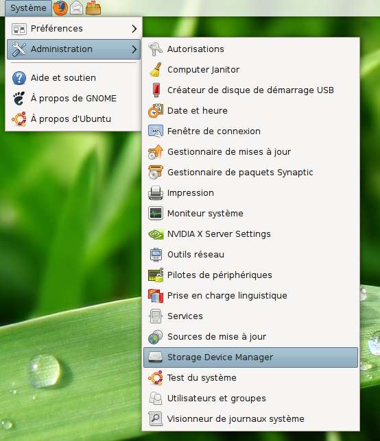 Capture d'écran - Lancement de Storage Device Manager Capture d'écran - Lancement de Storage Device Manager