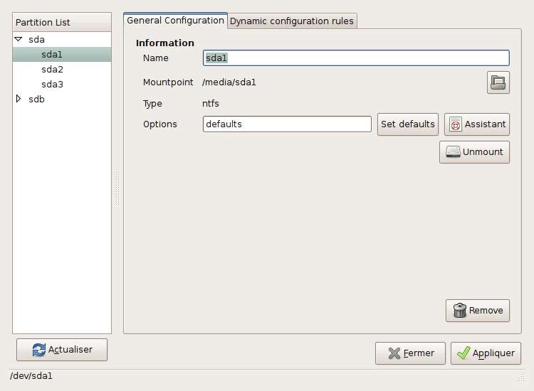 Capture décran - Module de gestion des partitions Capture décran - Module de gestion des partitions