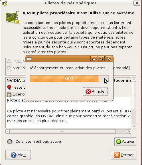 Capture décran - Gestionnaire des pilotes de périphériques sous Ubuntu Capture décran - Gestionnaire des pilotes de périphériques sous Ubuntu