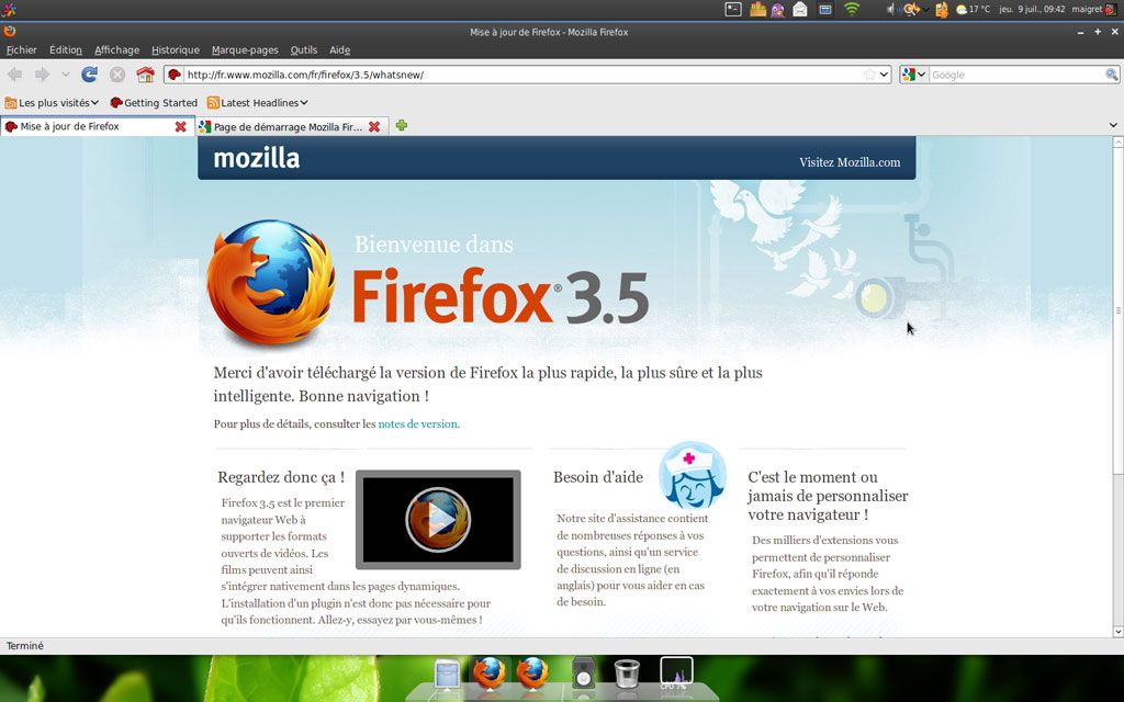 Capture décran - Mozilla Firefox 3.5, page de présentation des nouveautés Capture décran - Mozilla Firefox 3.5, page de présentation des nouveautés