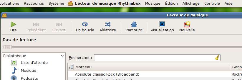 Capture décran - Résultat final avec le lecteur multimédia Rythmbox Capture décran - Résultat final avec le lecteur multimédia Rythmbox