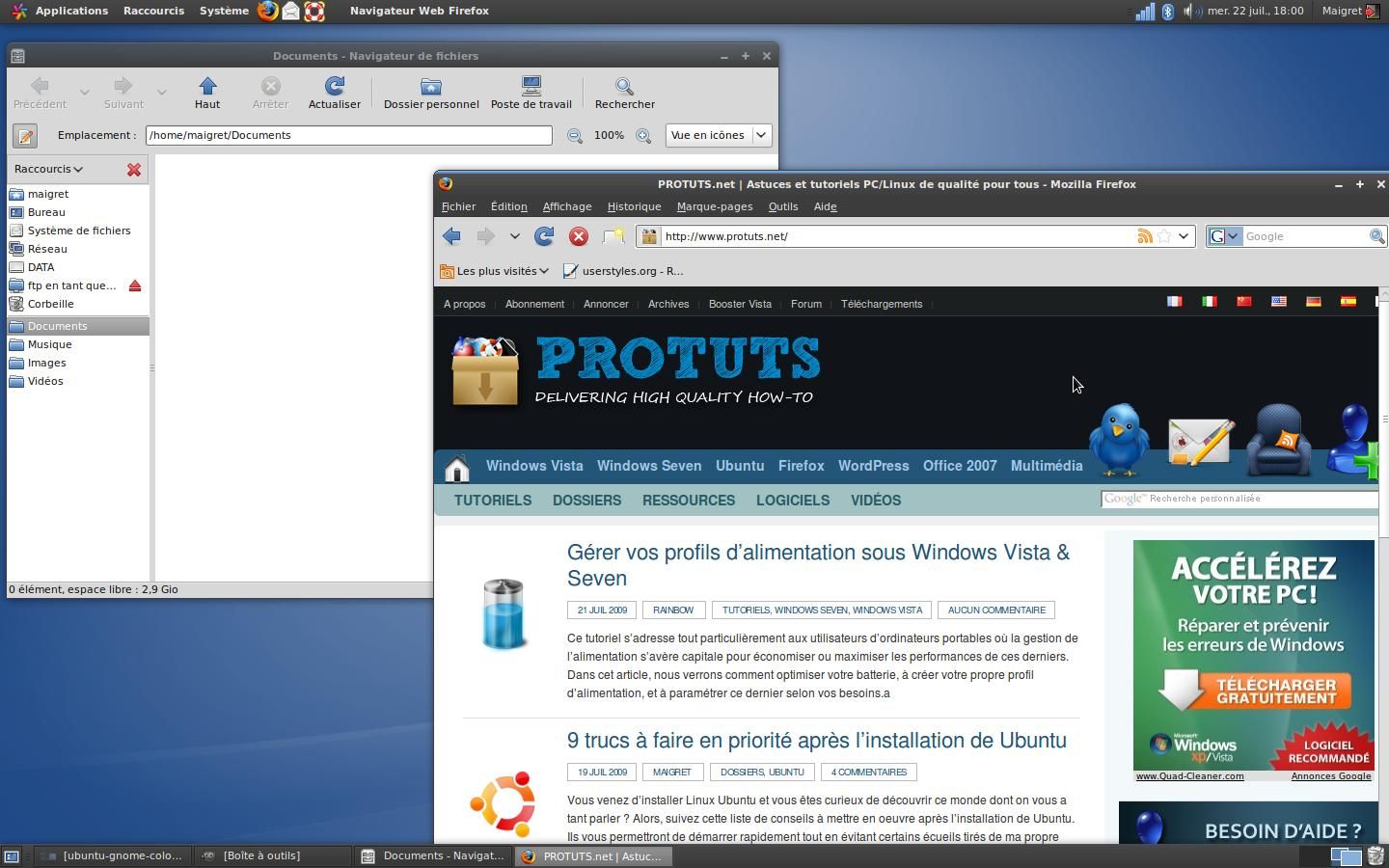 Capture décran - Ecran de bureau avec GNOME Colors Capture décran - Ecran de bureau avec GNOME Colors