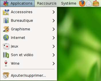 Capture décran - Gnome, menu Applications Capture décran - Gnome, menu Applications