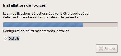 Capture décran - Gestionnaire de paquets, installation des polices Microsoft Capture décran - Gestionnaire de paquets, installation des polices Microsoft