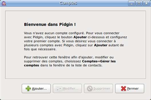 Capture décran - Message daccueil de Pidgin Capture décran - Message daccueil de Pidgin