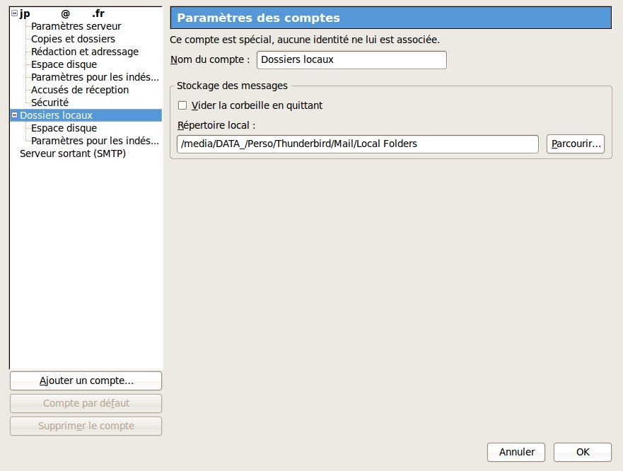 Capture décran - Thunderbird, localisation du répertoire local Capture décran - Thunderbird, localisation du répertoire local