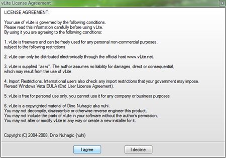 Capture d'écran - vLite, validation de la licence Capture d'écran - vLite, validation de la licence