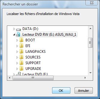 Capture d'écran - Cas où Vista est situé sur un DVD (Asus) Capture d'écran - Cas où Vista est situé sur un DVD (Asus)