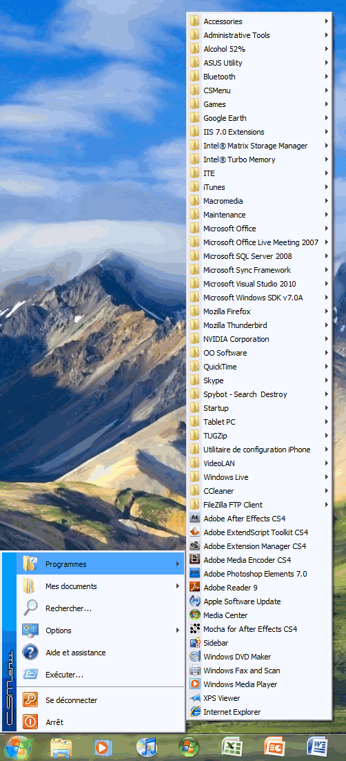 Capture décran - Menu démarrer style classique sous Windows 7 Capture décran - Menu démarrer style classique sous Windows 7