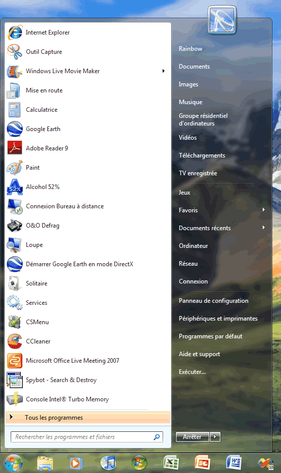 Capture décran - Menu démarrer de Windows 7 Capture décran - Menu démarrer de Windows 7