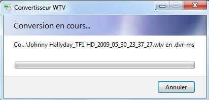 Capture d'écran - Conversion en cours d'un enregistrement TV Capture d'écran - Conversion en cours d'un enregistrement TV