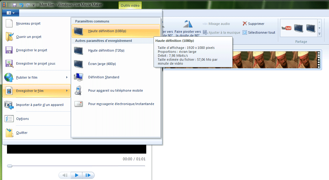Capture décran - Importation du programme enregistré dans Movie Maker (ex: Arte HD) Capture décran - Importation du programme enregistré dans Movie Maker (ex: Arte HD)