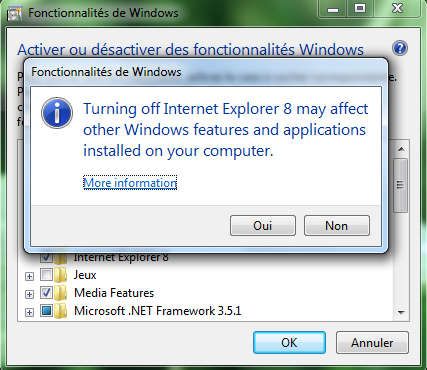 Capture décran - Windows Seven, liste des composants Windows Capture décran - Windows Seven, liste des composants Windows