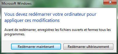 Capture décran - Windows Seven, processus de redémarrage nécessaire Capture décran - Windows Seven, processus de redémarrage nécessaire