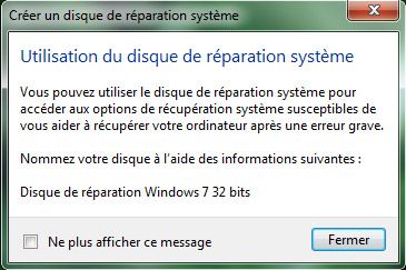 Capture décran - Validation du processus de création du disque Capture décran - Validation du processus de création du disque